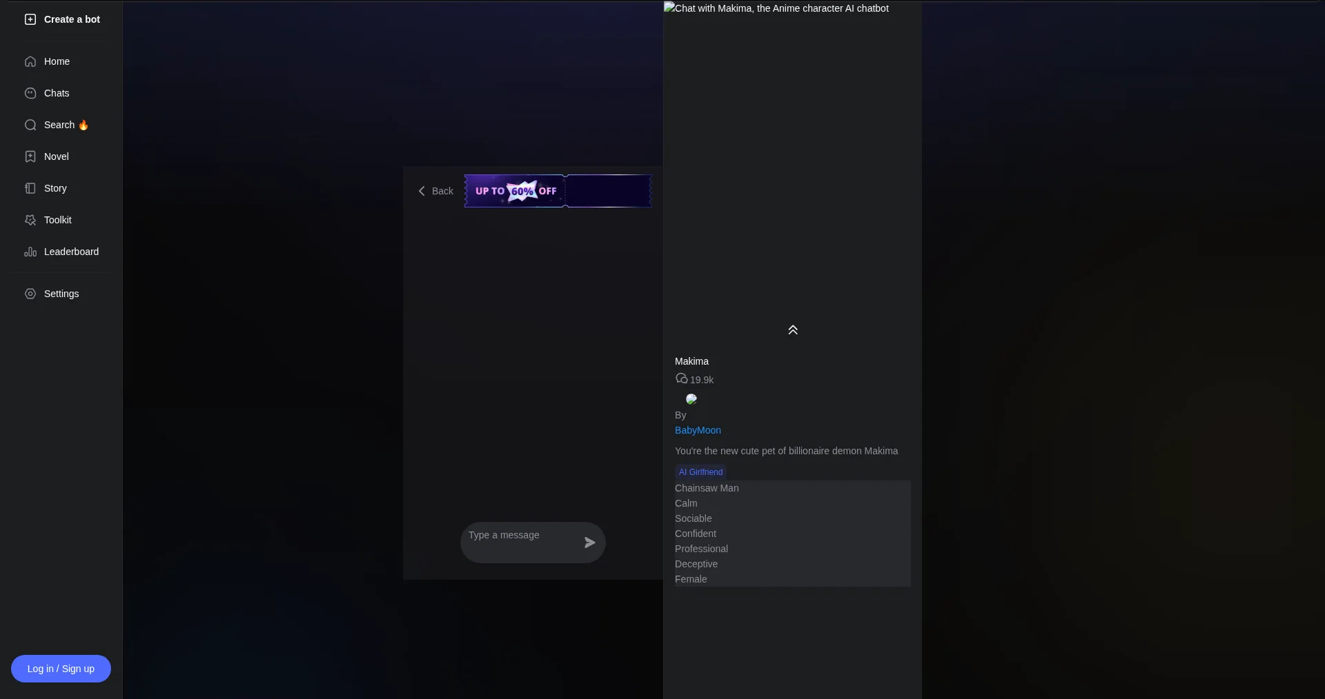 Joylandai chat interface with a character