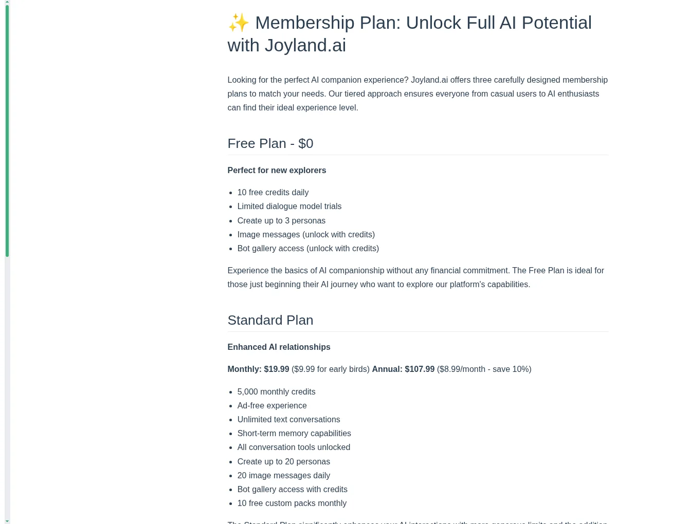 Joylandai membership plans and pricing